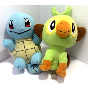 Pokemon Grookey Plush Green Monkey and Blue Squirtle 9"- 10" Toys